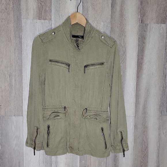 🛍Max Jeans Womens Tencel Jacket‎ XS Green Utilitarian Military Lightweight - Picture 1 of 10